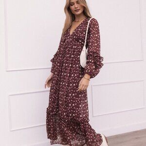 Petal & Pup Evian Long Sleeve Maxi Dress S B3258